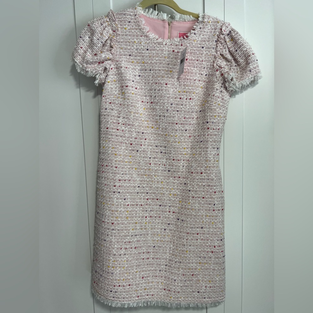NWT $348 Kate spade sz 6 pink tweed dress